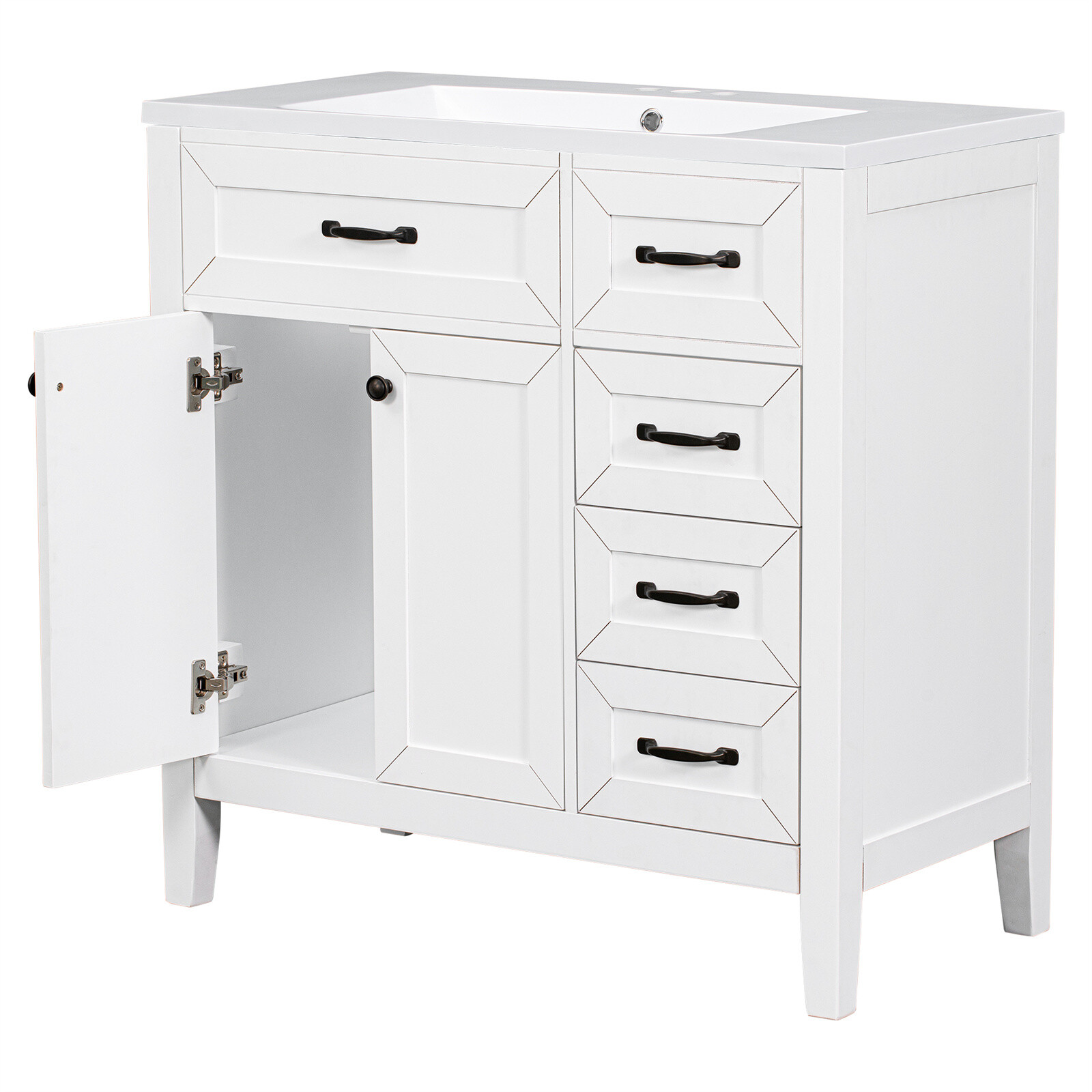 36″ Bathroom Vanity with Sink Combo Solid Wood Bathroom Cabinet Set with Drawers