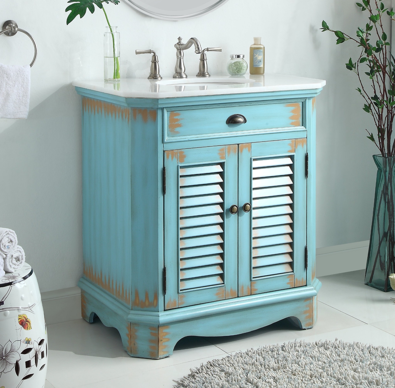 32” Benton Collection Fairfield Rustic Blue Bathroom Sink Vanity 47884BU