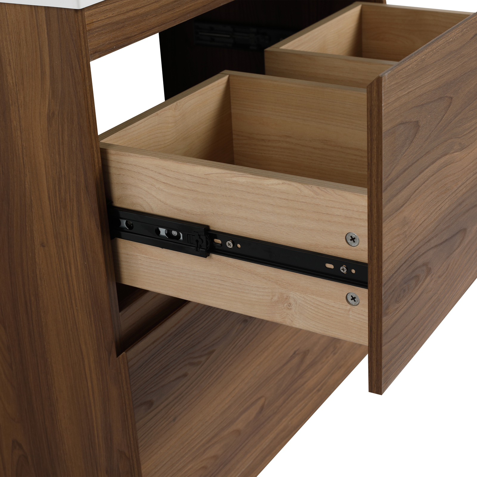 30″ Wood Freestanding Bathroom Vanity W/ Undermount Resin Sink +2 Drawers Brown
