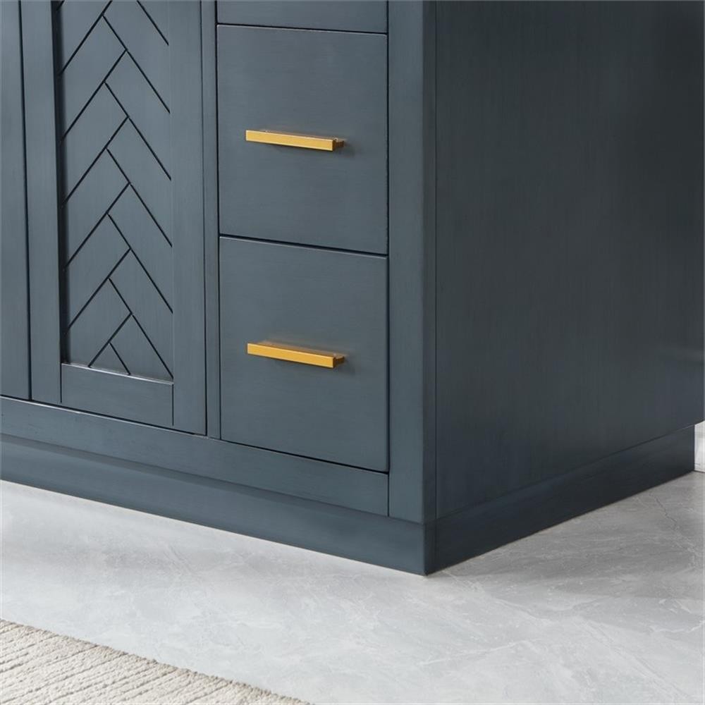 Pemberly Row 60″W Wood Vanity – Classic Blue with Composite Stone Top
