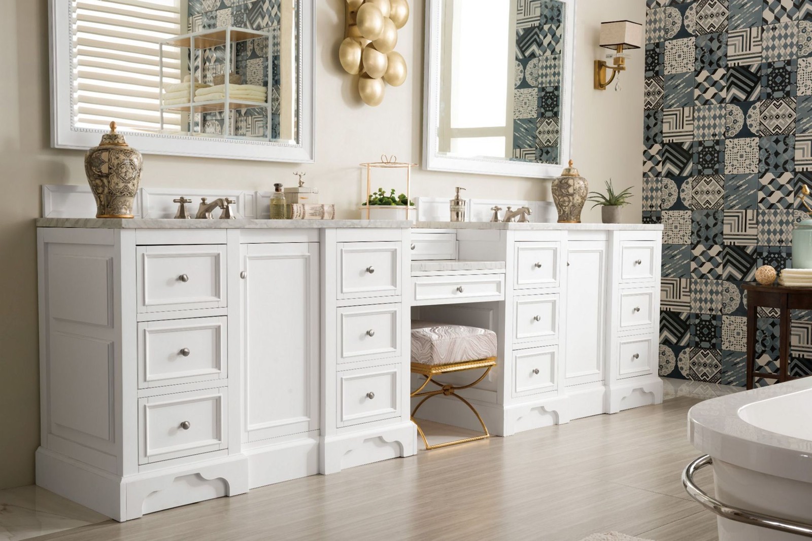 James Martin Vanities 825-V118-DU-CAR De Soto 118″ Double Basin – White