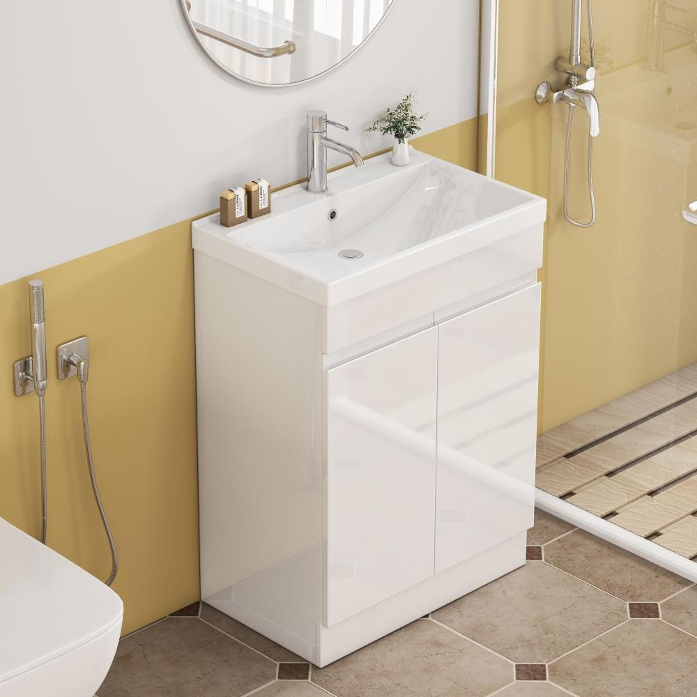 24-Inch Bathroom Vanity With Sink Combo , 2 Doors Bathroom Cabinet, With Shelf