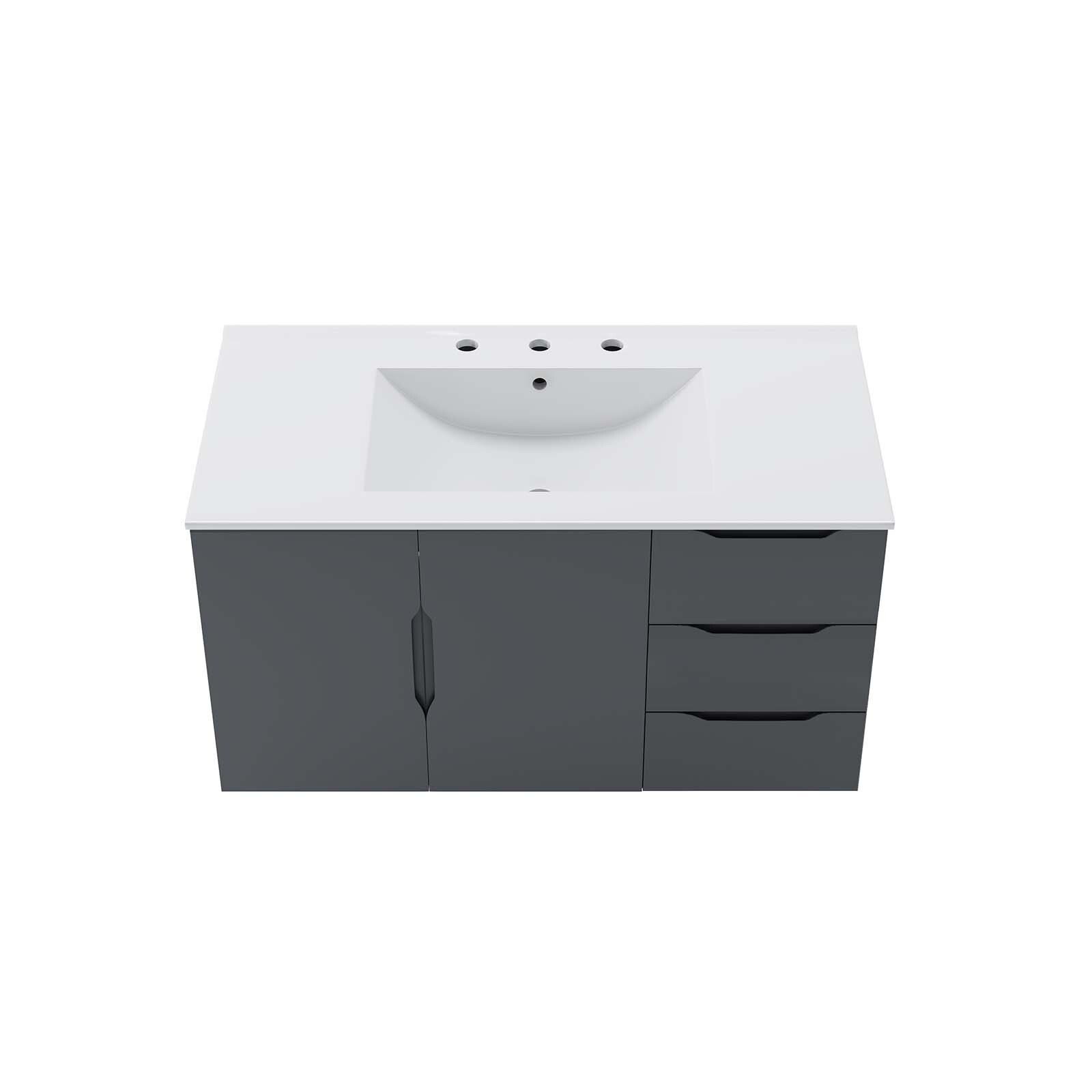 Modway Vitality 36″ Wall-Mount Bathroom Vanity in Gray White