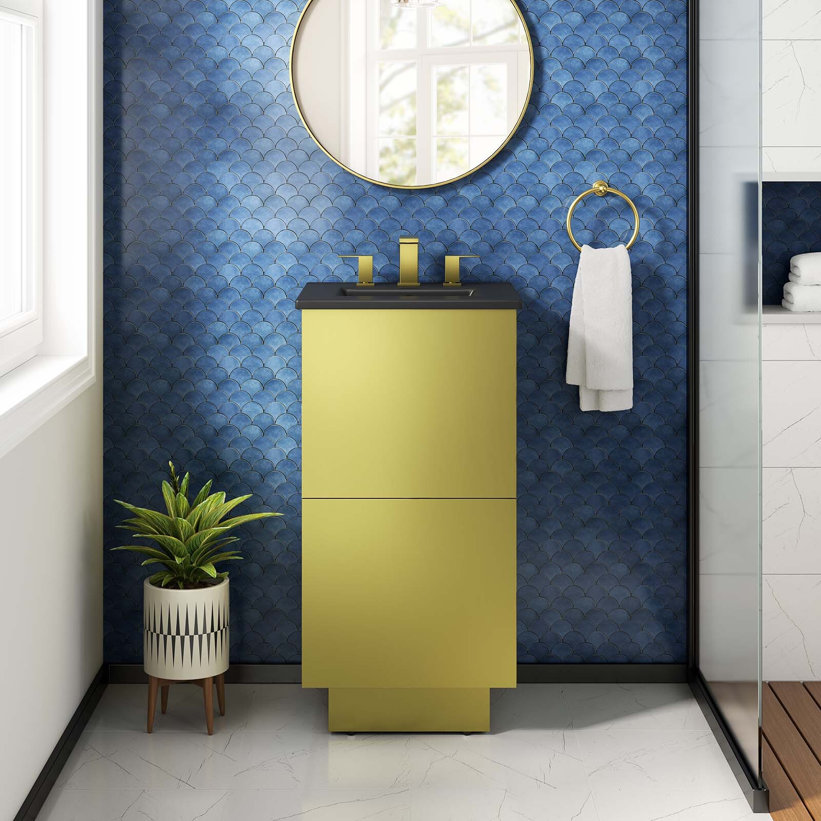 Modway Quantum 18″ Bathroom Vanity in Black Gold