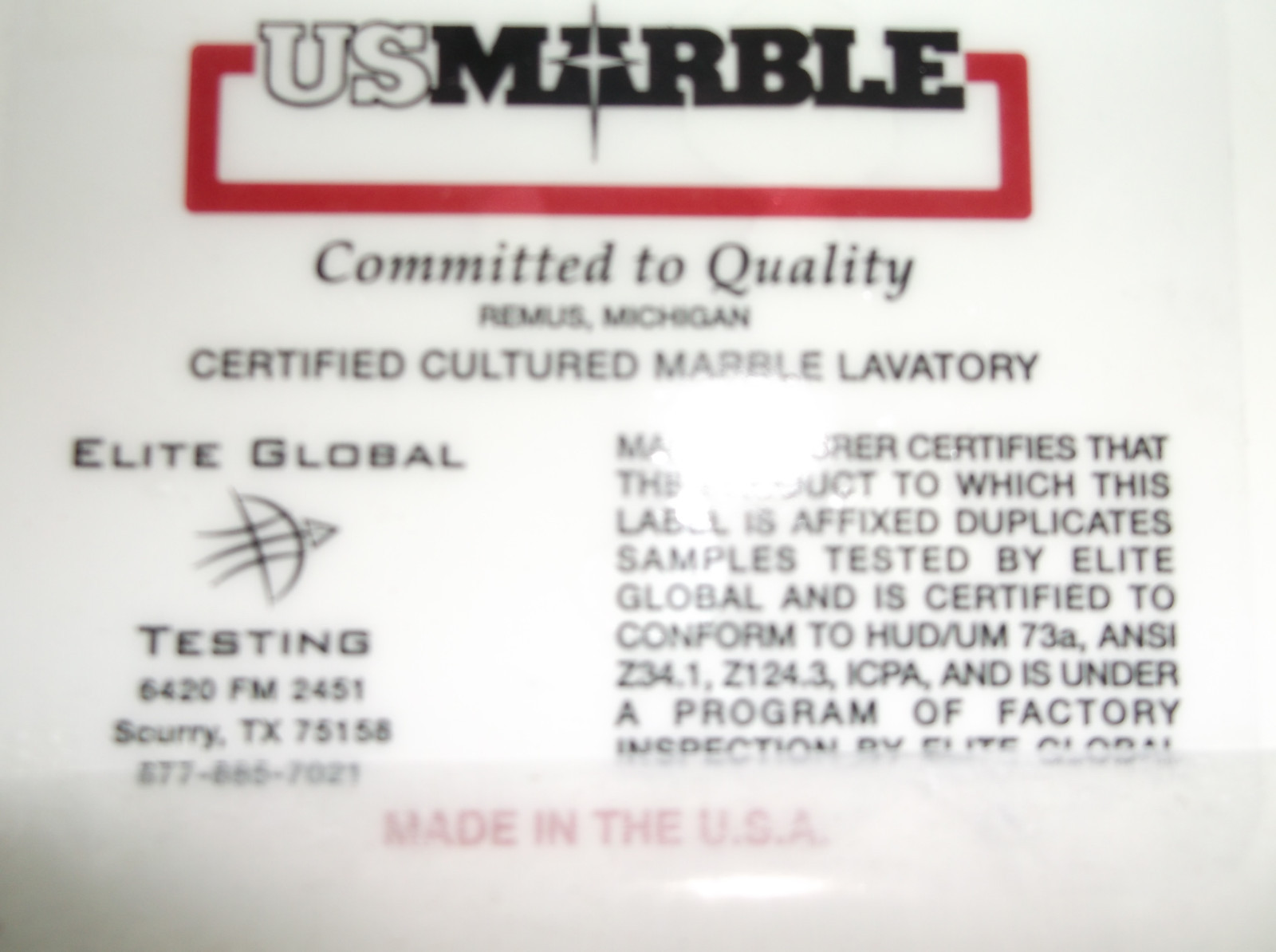 US Marble, Gorgeous White Custom Vanity Top/Sink, **LOCAL PICK-UP ONLY** NIB!!!