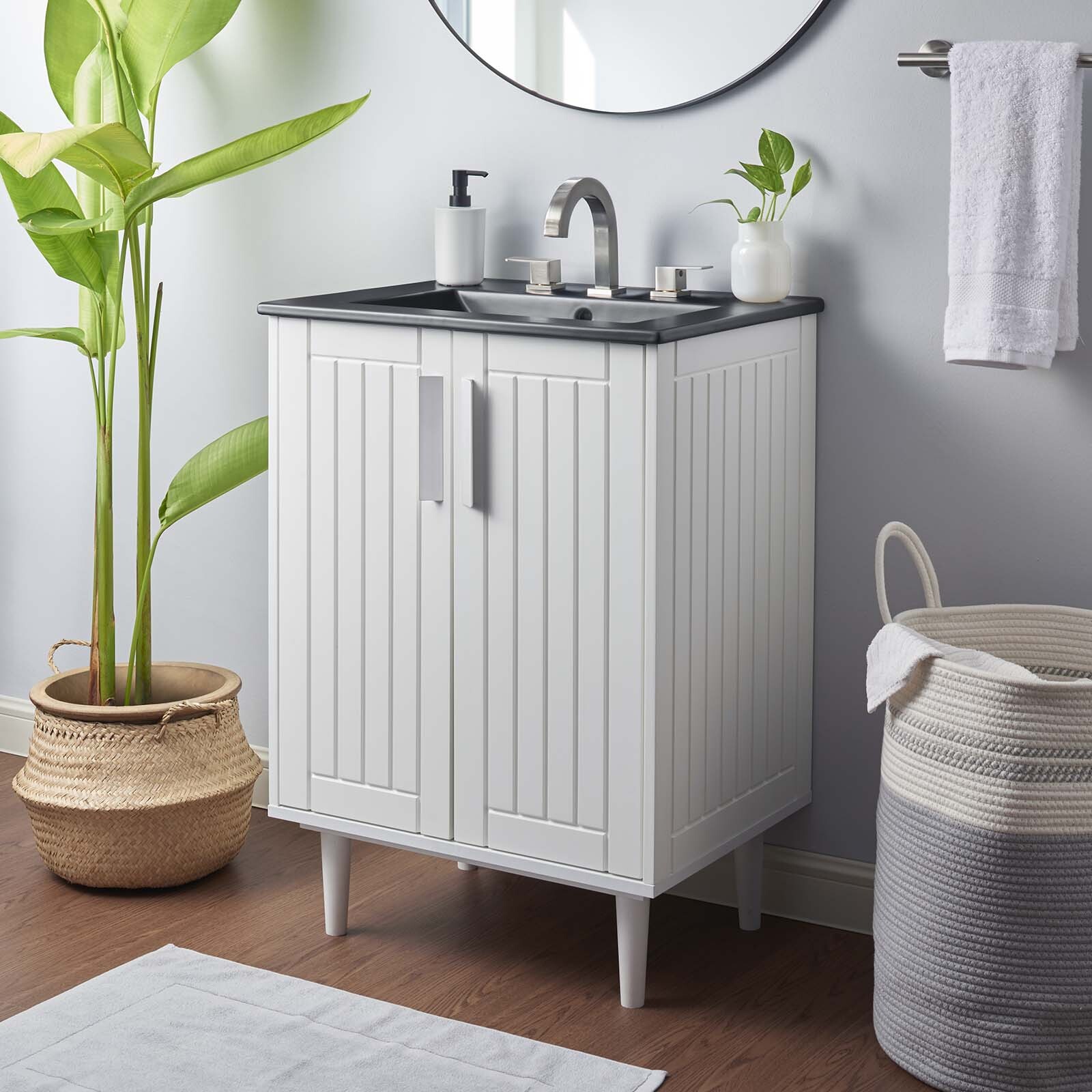 Modway Augusta 24″ Bathroom Vanity in White Black