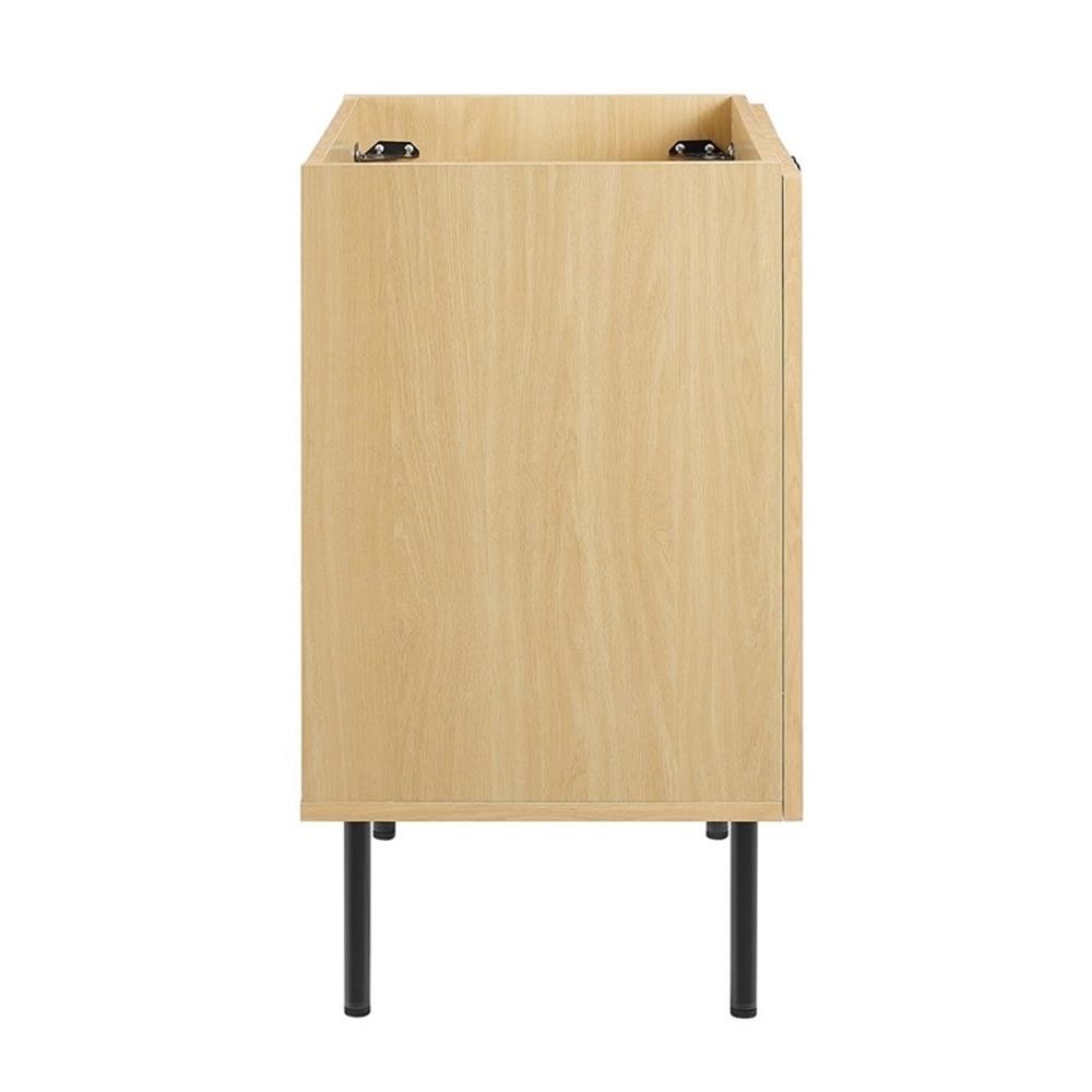 Pemberly Row 24″ Wood & Rattan Bathroom Vanity Cabinet in Oak