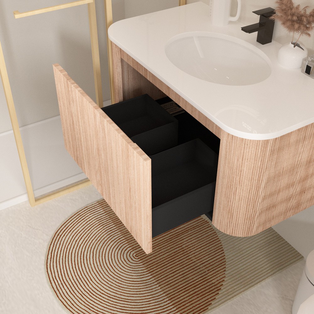 24″ 30″ Floating Vanity Cabinet with Sink, Wall Mounted Bathroom Vanity, Drawer