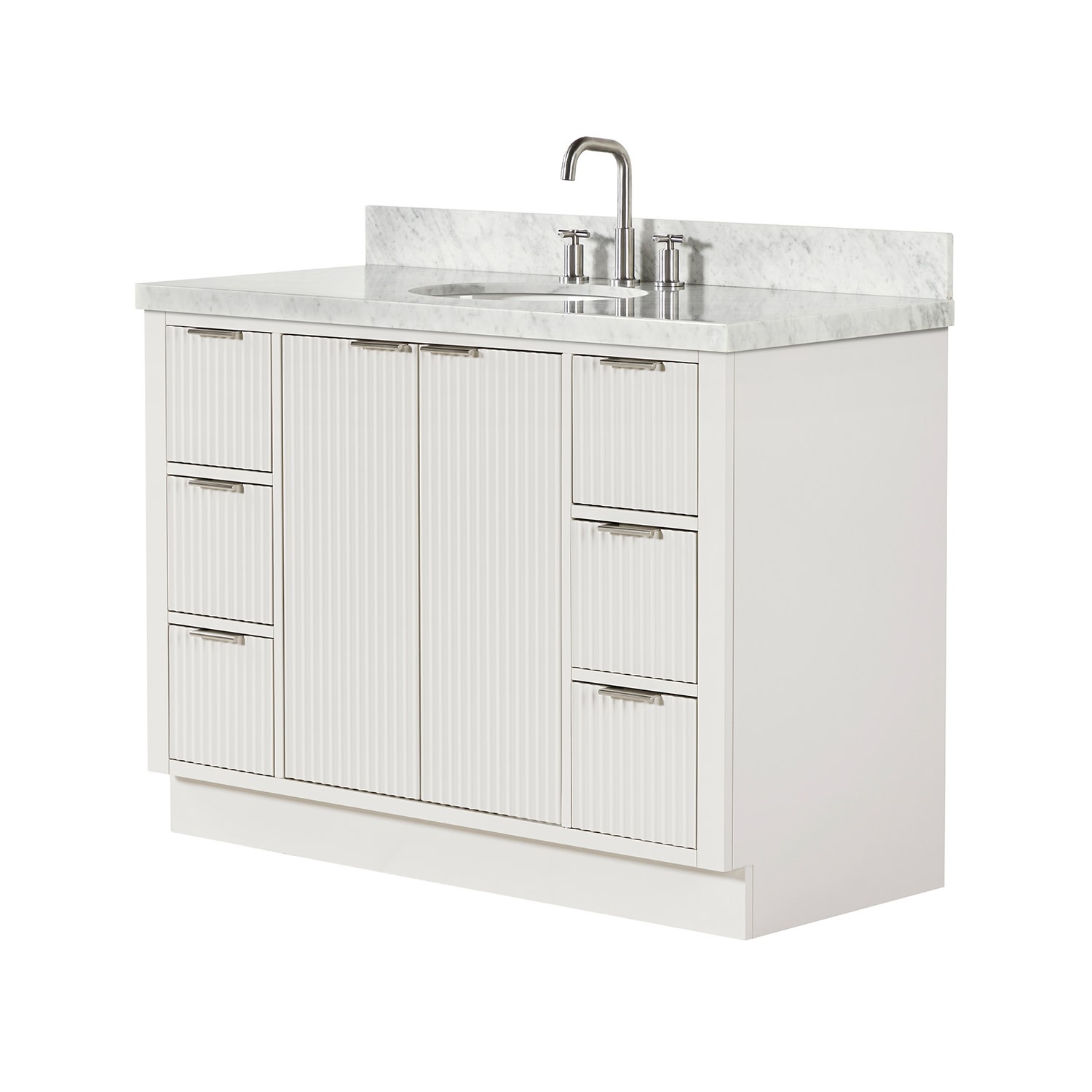 Ariel P49CWOVO Milan 49″ – Warm White / Italian Carrara Marble Top / Brushed