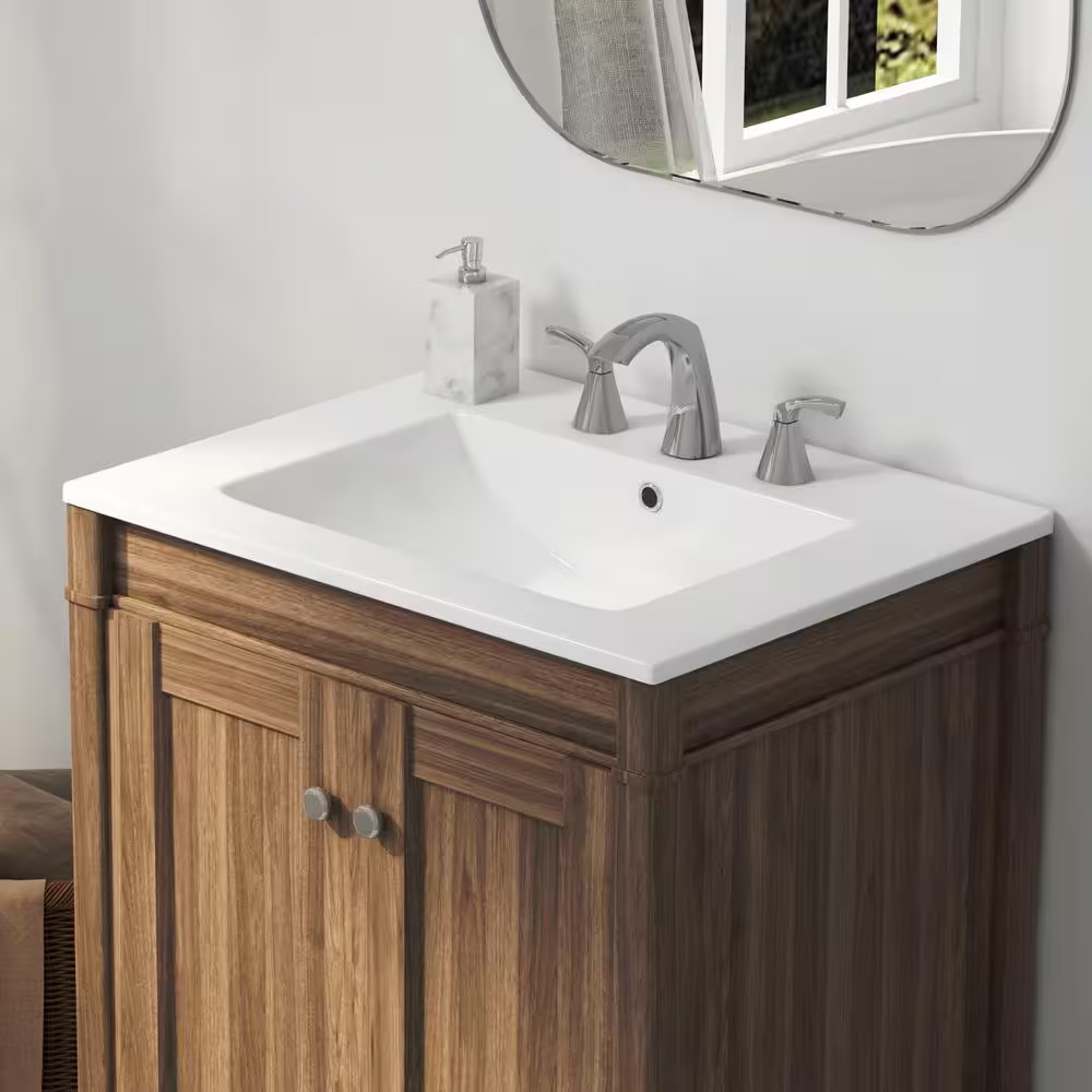 Tucson 24 In. W X 18 In. D Vitreous China Vanity Top in White with 3-Faucet Hole