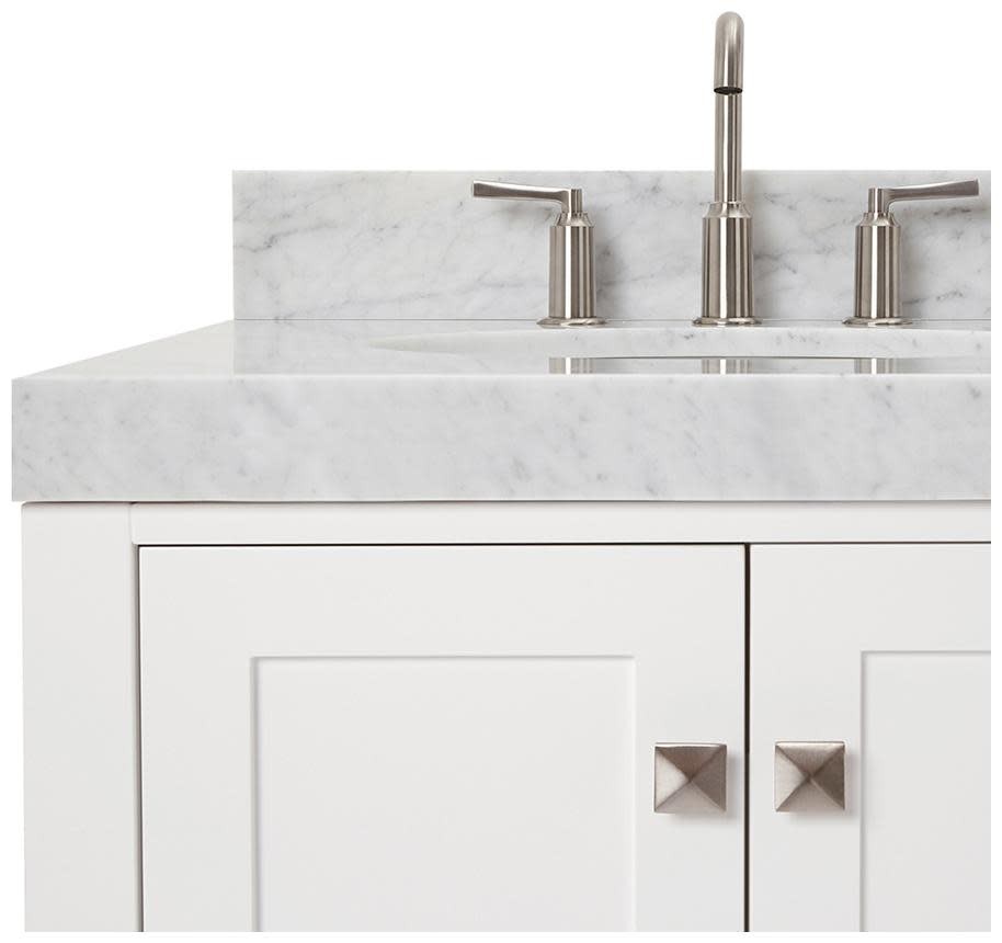 Ariel A036SLCW5OVO Cambridge 36″ – White / Italian Carrara Marble Top / Brushed