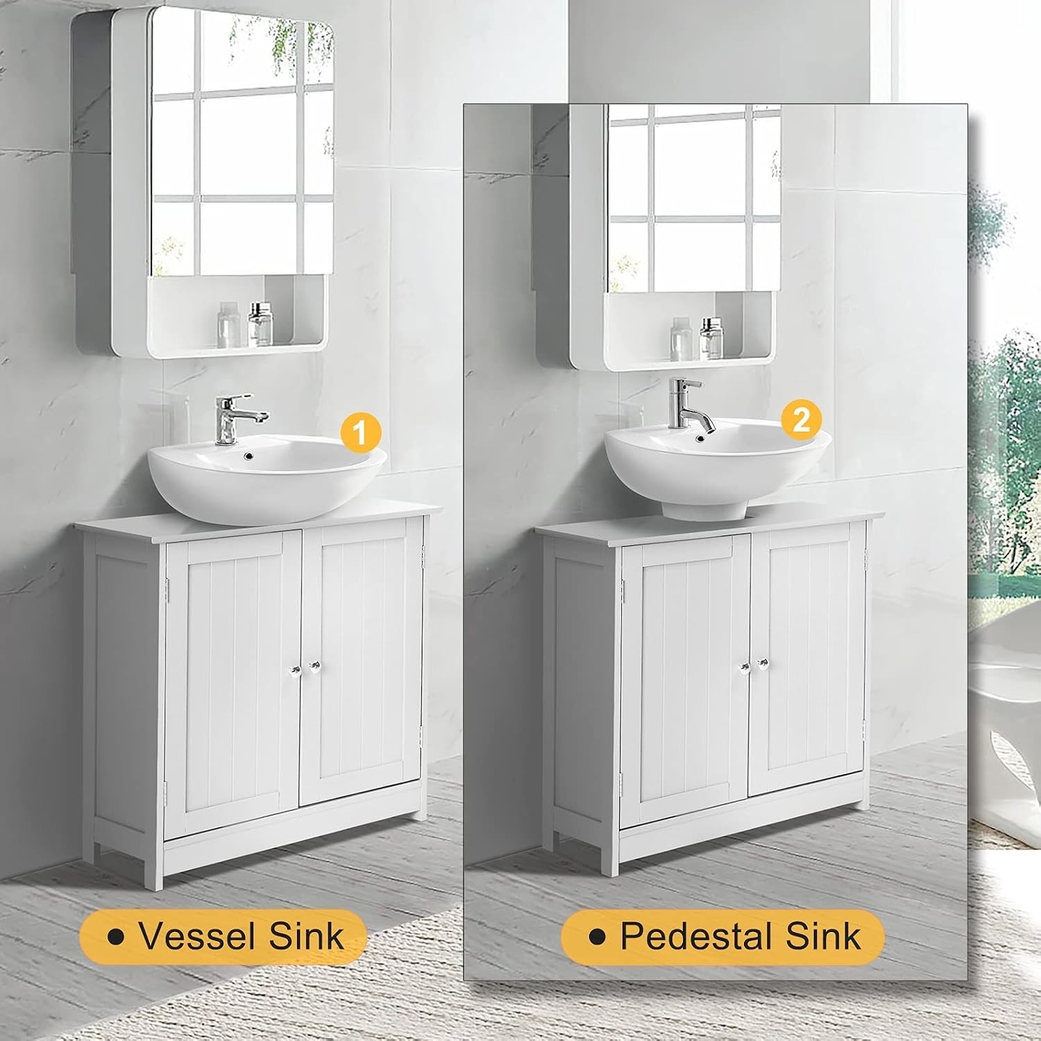 Stylish Under Sink Cabinet with Adjustable Shelves – Easy Assembly for Bathrooms