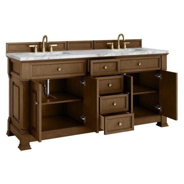 72″ James Martin Brookfield 547-V72-HNO-3CAR Double Vanity Cabinet Carrara Top