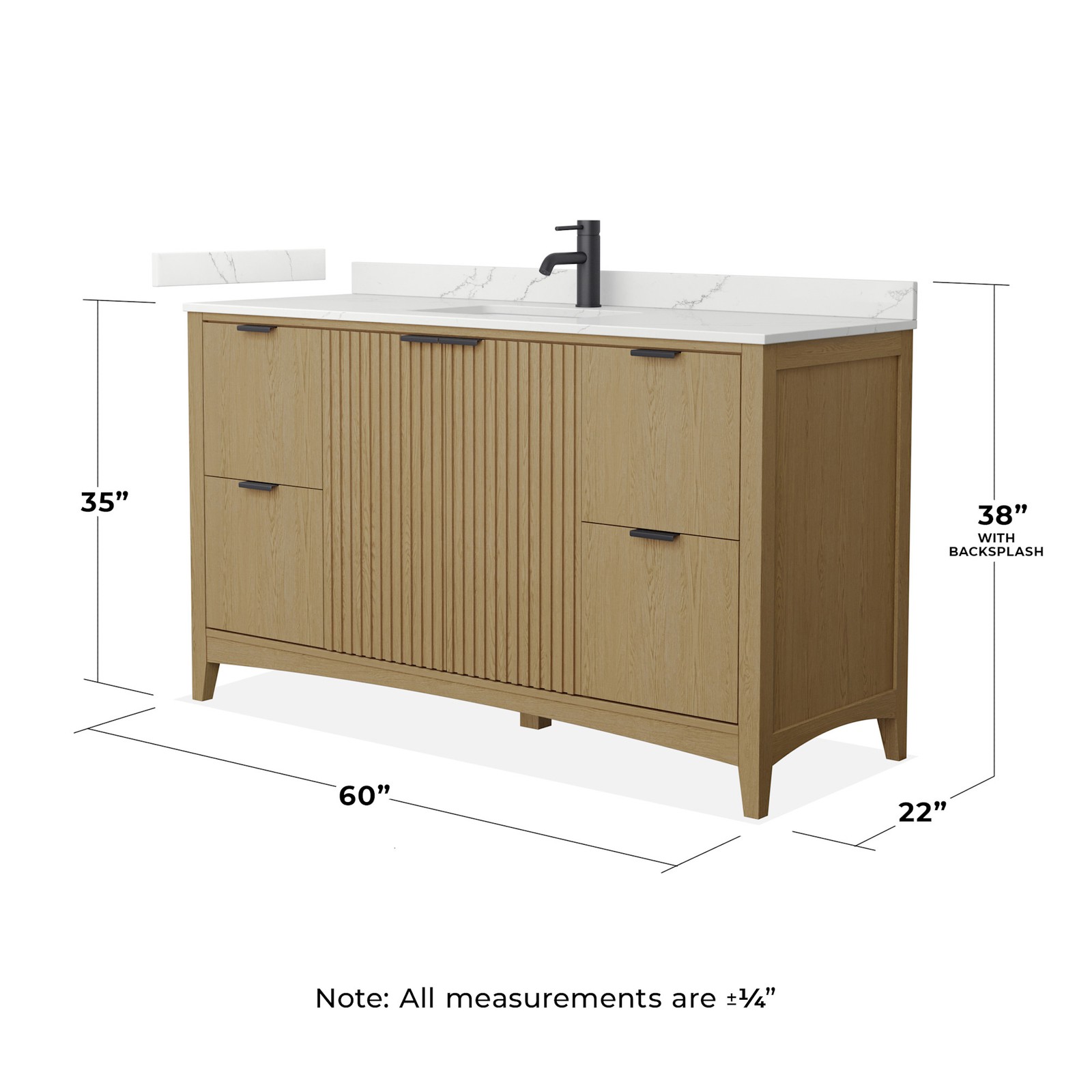 Wyndham Collection WCF9191-60S-QTZ-UNSMXX Palmilla 60″ – Natural Oak / White