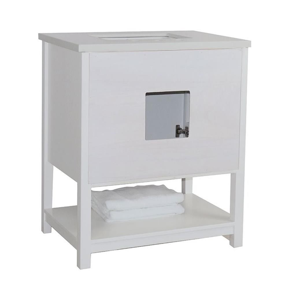 31″ 2-Door Transitional Single Sink Solid Wood Vanity in White