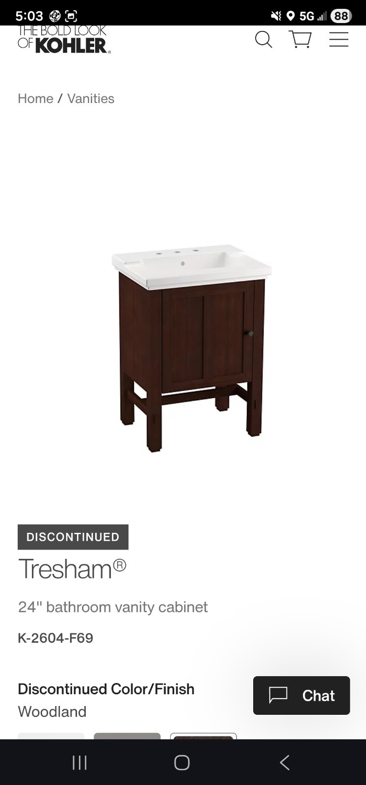 ☆NIB☆ ~Kohler TRESHAM 24″ Vanity Bathroom/Cabinet 🪵Woodland ~ ☆NO-SINK-TOP☆