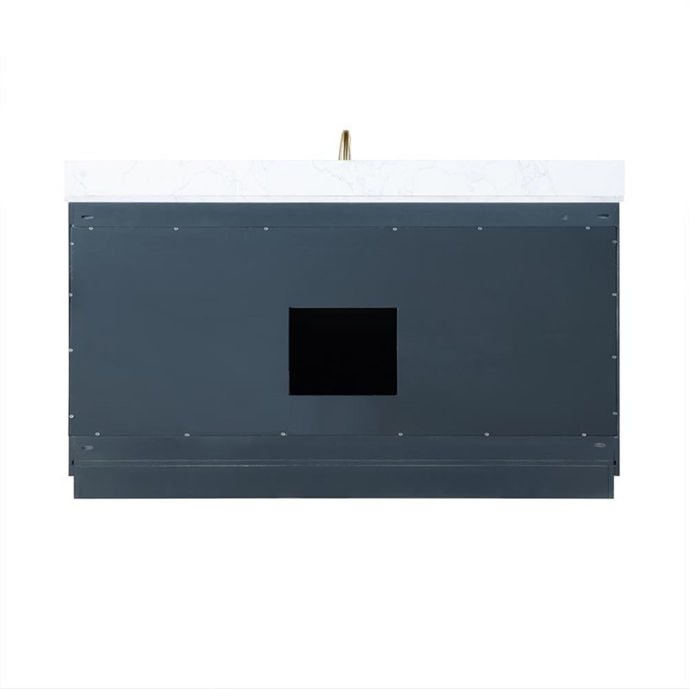 Pemberly Row 60″W Wood Vanity – Classic Blue with Composite Stone Top