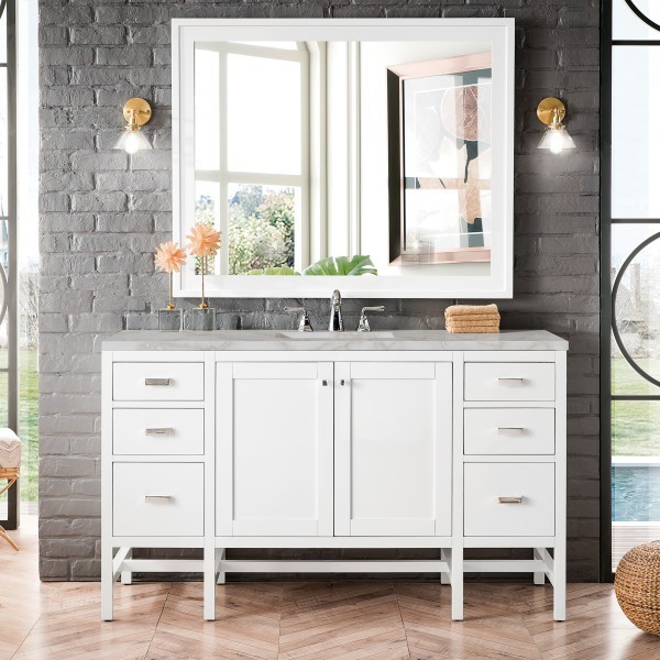 72″ James Martin Addison E444-V72-GW-3WZ Double Vanity Cabinet White Zeus Top