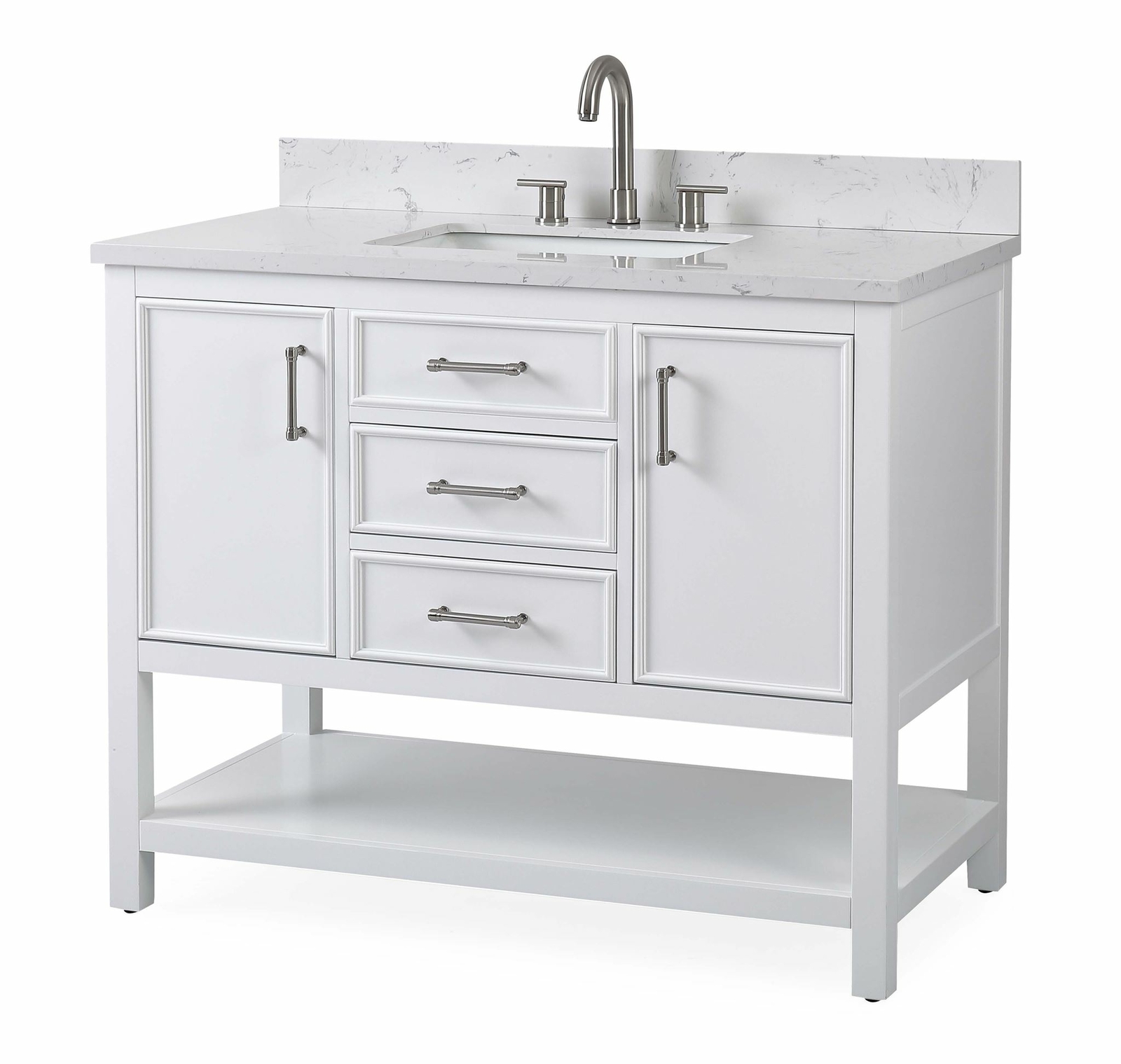 42 inch White Color Finish Single Sink Bathroom Vanity – Felton SKU