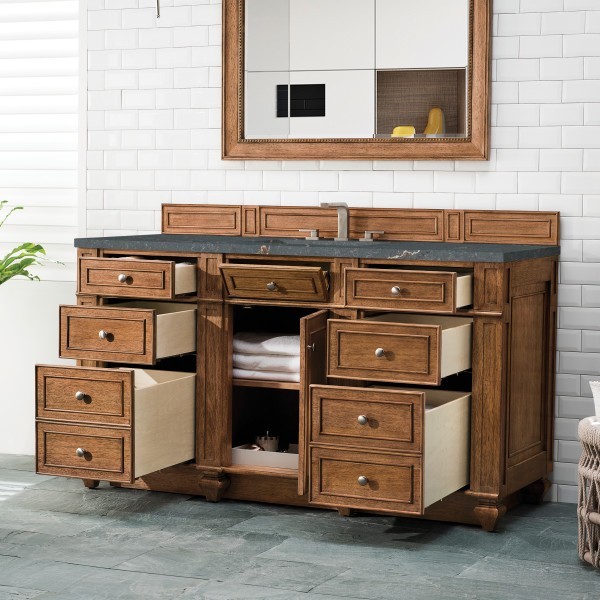 60″ James Martin Bristol 157-V60S-SBR-3PBL Parisien Bleu Silestone Single Vanity