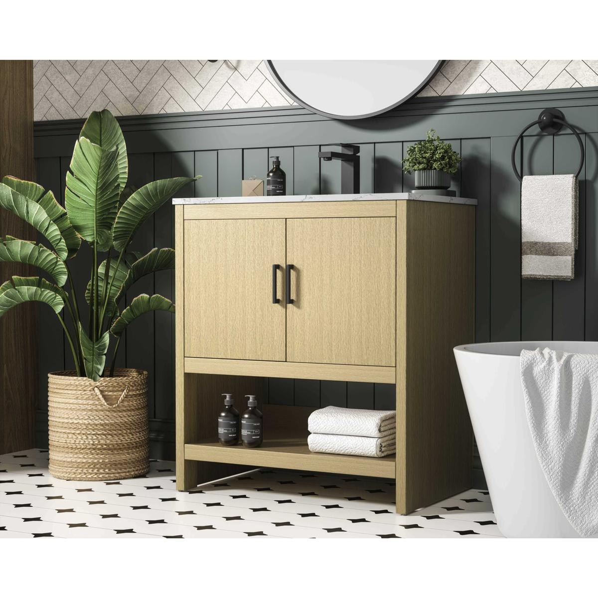 Elegant Lighting VF25230MHB Ira 30 X 34 inch Honey Brown Bathroom Vanity Cabinet