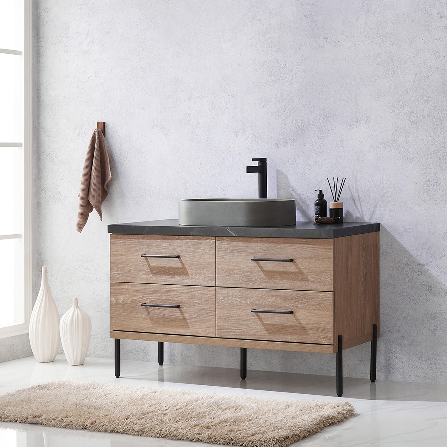 Miseno MV-NM-705148O Trento 48″ – North American Oak / Black