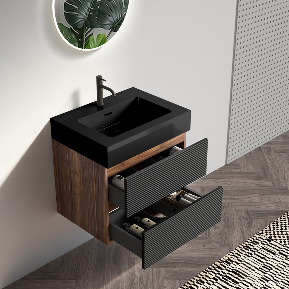 24″ 30″ Wall Mounted Bathroom Vanity with Sink,2 Drawers,Floating Vanity Cabinet
