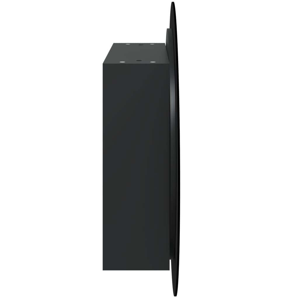 Bathroom Cabinet with Round Mirror&LED Black 21.3″x21.3″x6.9″