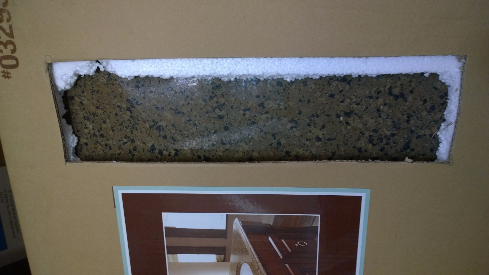 NIB Elegant Bathroom Brown NATURAL QUARTZ VANITY TOP + Ceramic SINK 49″W x 22″H