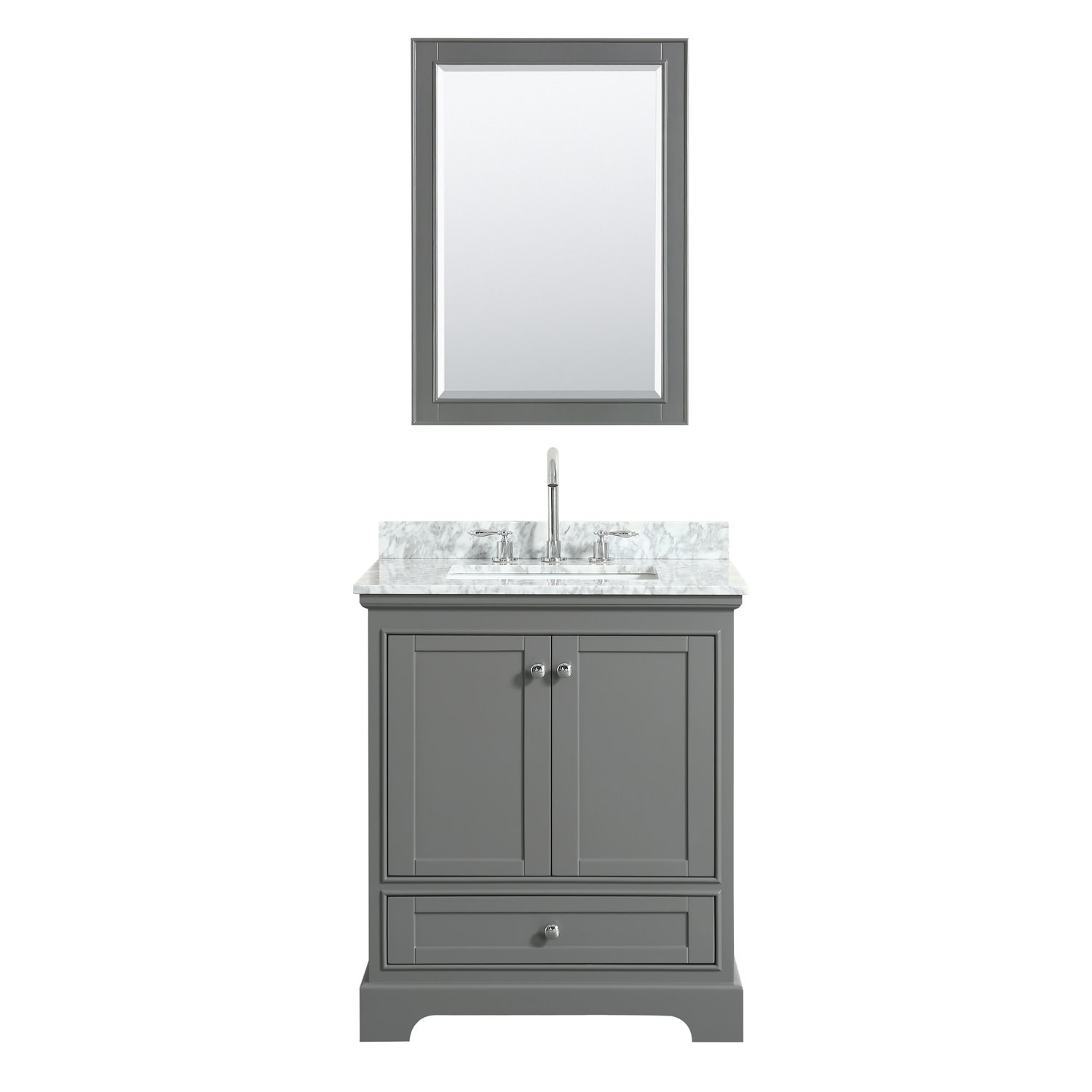 Wyndham Collection WCS202030SCMUNSMED Deborah 30″ – White / White Carrara Marble