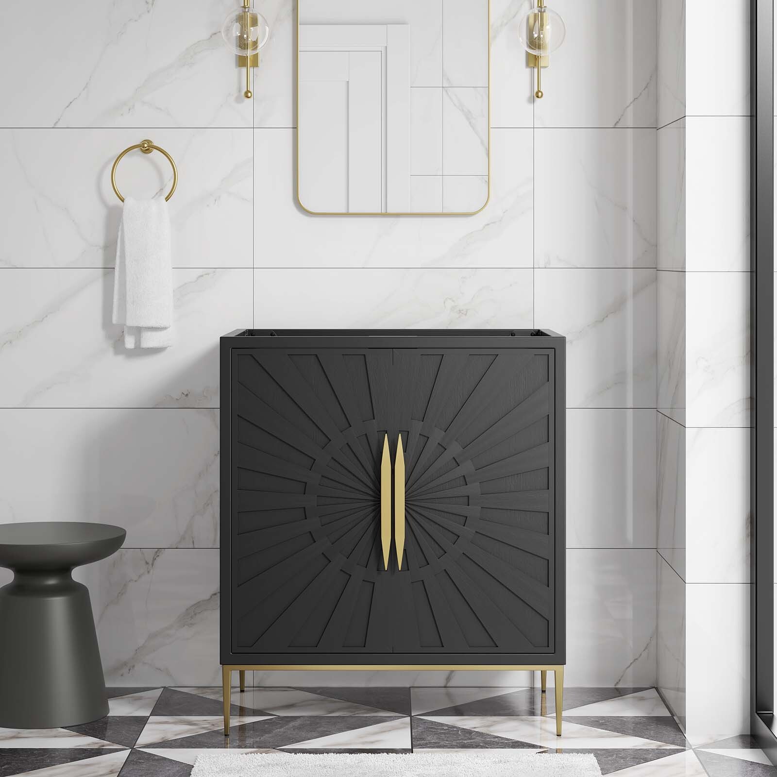 Modway Awaken 30″ Bathroom Vanity Cabinet in Black – Sink Basin Not Included