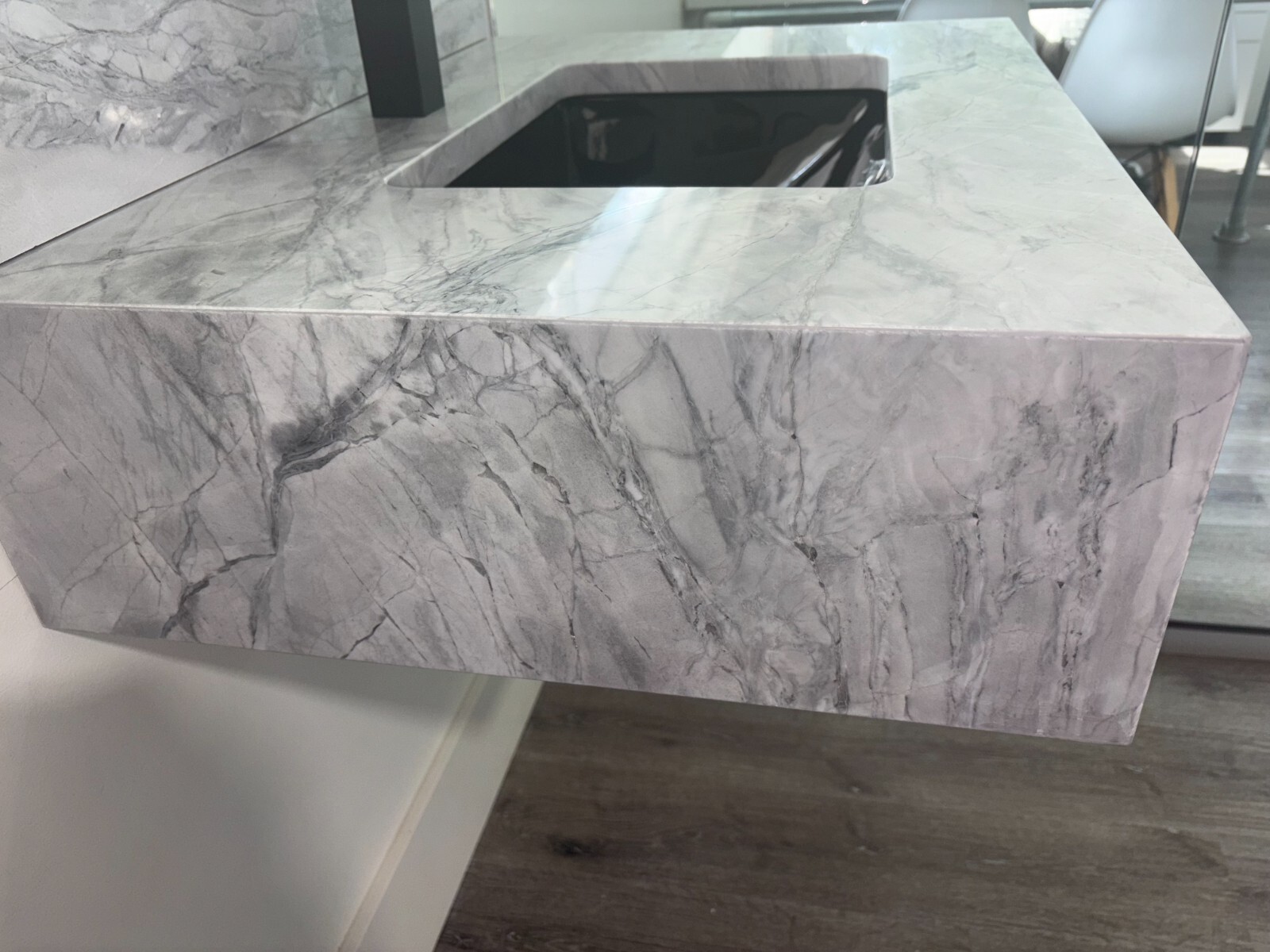 Custom Quartzite Floating Vanity with Integrated Sink – Modern Natural Stone