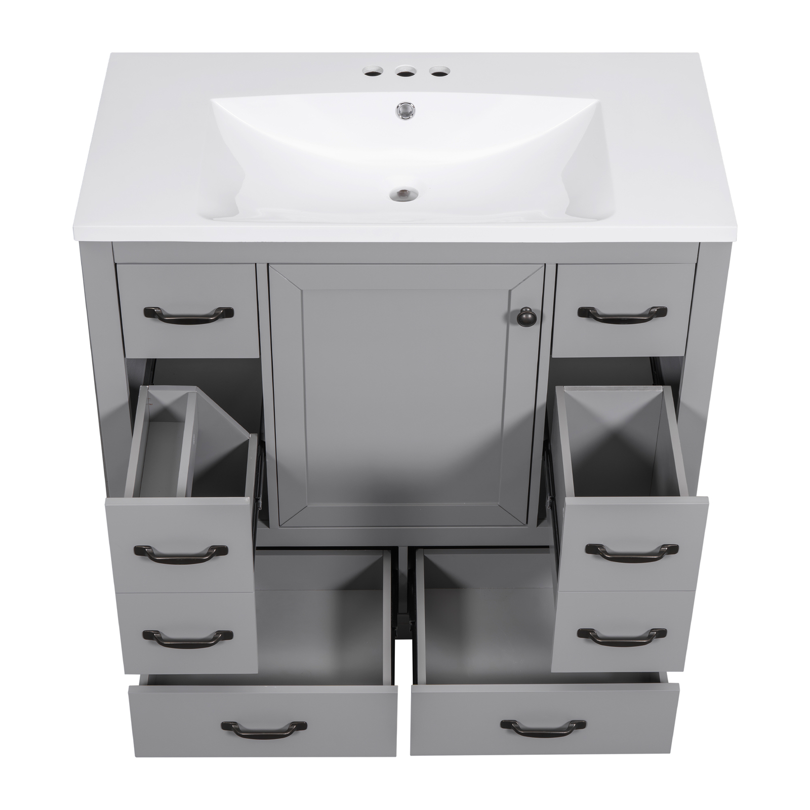 36“ Bathroom Vanity w/ Sink, 6 Drawers, Freestanding Storage Bath Vanity Cabinet