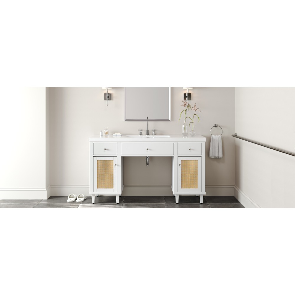 60 Inch Bathroom Vanity with SMC Sink, Modern Spacious Bathroom Storage Cabinet