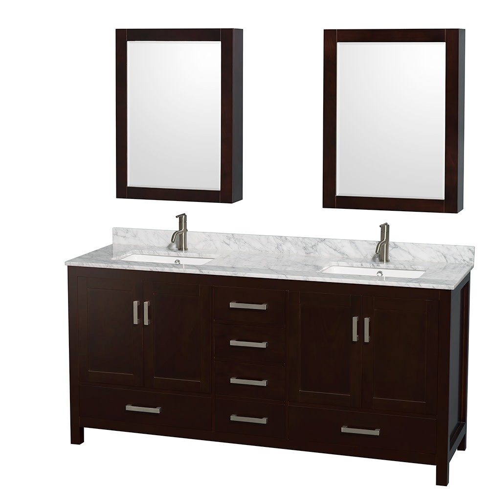 Wyndham Collection WCS141472DUNSMED Sheffield 72″ – Espresso / White Carrara