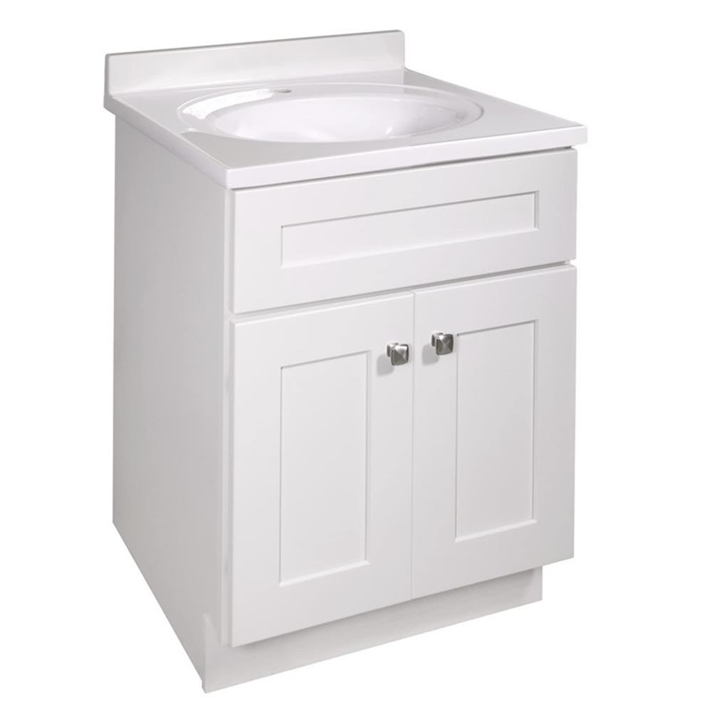 Bowery Hill 25″ Bathroom Vanity with Marble Top Assembled in White
