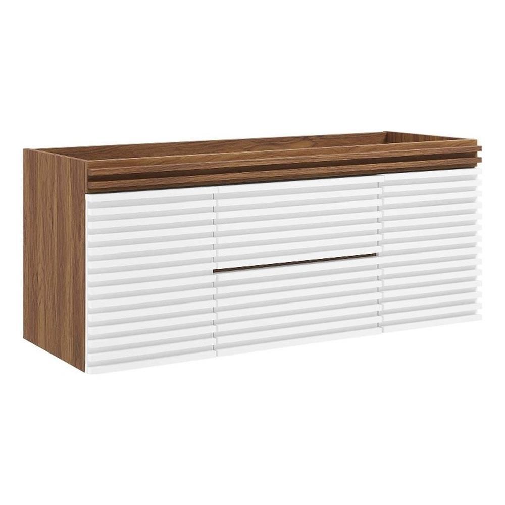 Modway Render 48″ MDF and Particleboard Bathroom Vanity Cabinet – White/Walnut