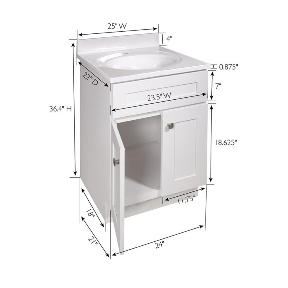 Bowery Hill 25″ Bathroom Vanity with Marble Top Assembled in White