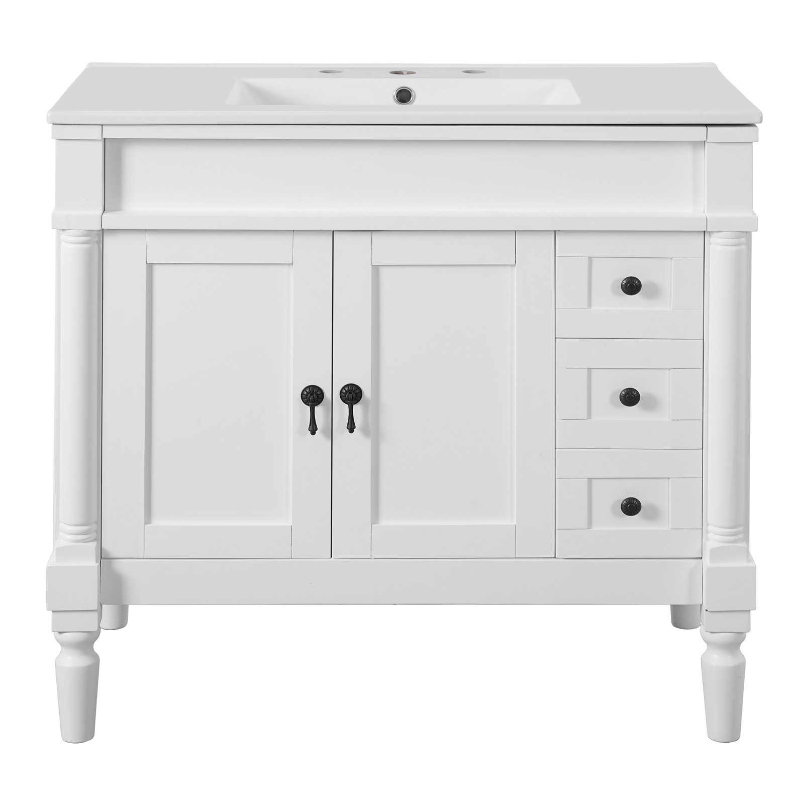 36″ Bathroom Vanity w/Two Soft Close Doors & 3 Drawers Bathroom Storage Cabinet