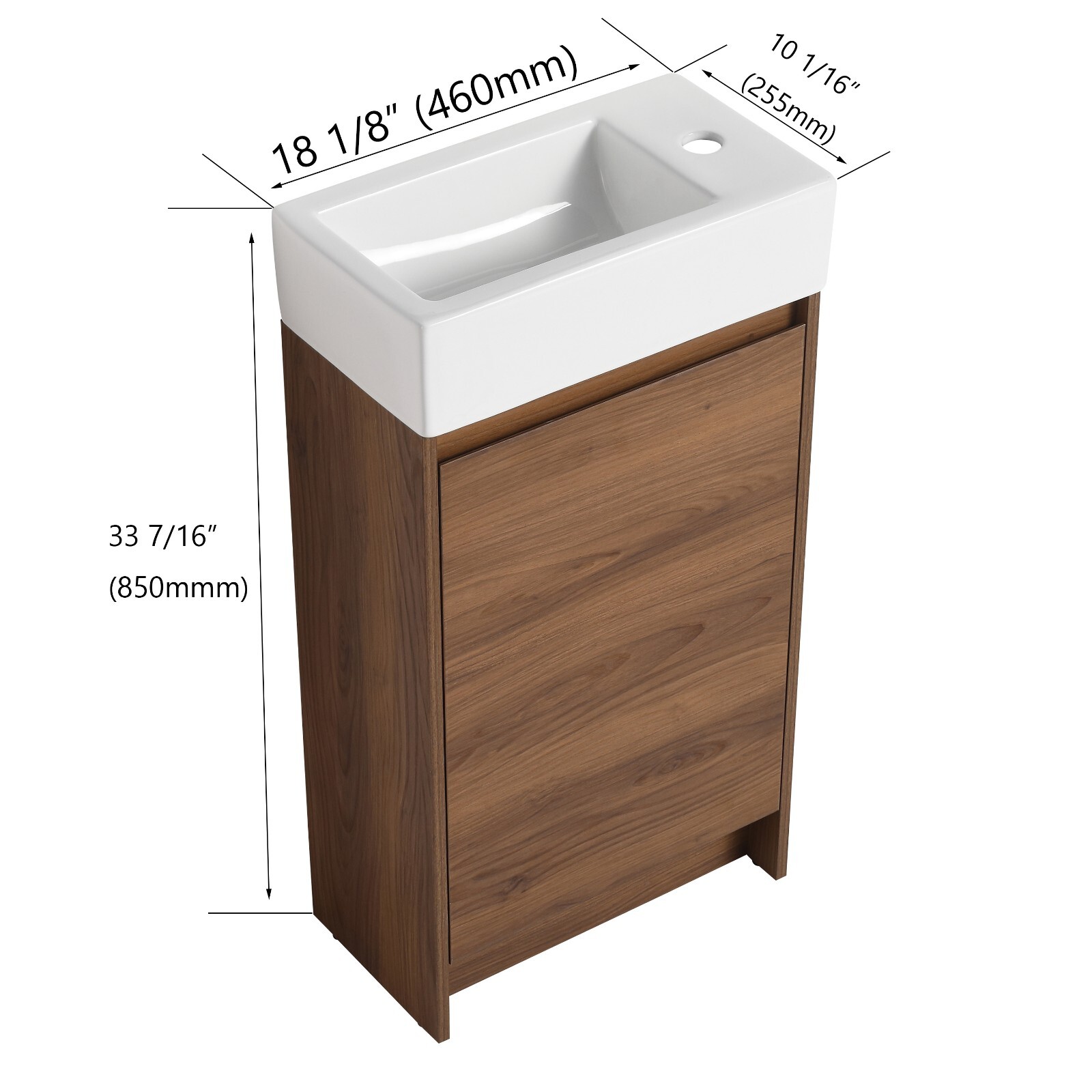 18 Inch Freestanding Bathroom Vanity With Single Sink, Soft Closing Doors, Suita