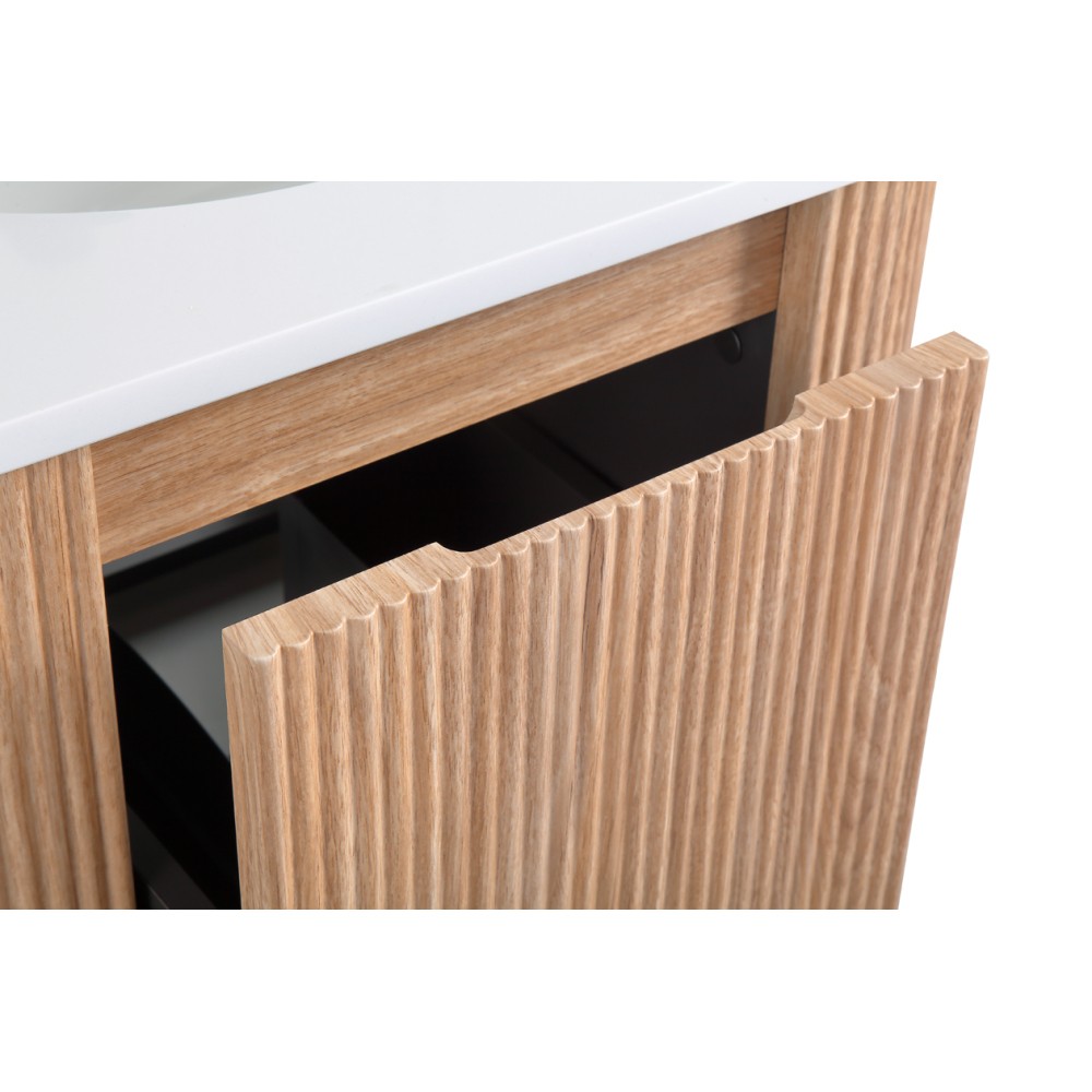 24 Inch Wall Mounted Bathroom Vanity with Sink Curved Design Wave Texture