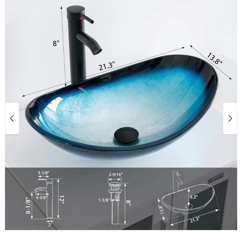 NEW 72″ Blue Bathroom Vanity Set Cabinet Vessel Glass/Ceramic Sink No Mirror