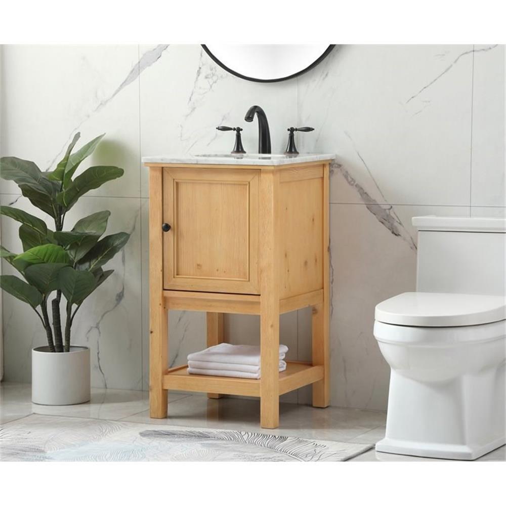 Elegant Decor Metropolis 19″ Aluminum MDF Single Bathroom Vanity in Natural Wood
