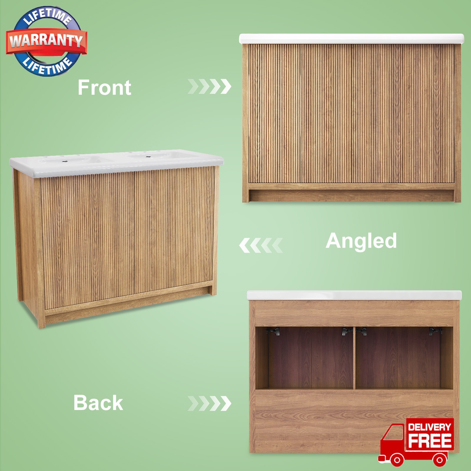 47.3 Inch Bathroom Vanity Set Double Sink Ceramic Freestanding Storage Cabinet