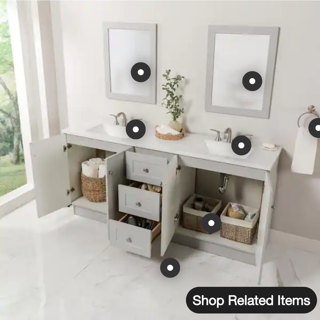 ✨️ Glacier Bay Bannister 73 in. Double Sink Pearl Gray Bath Vanity with Granite-