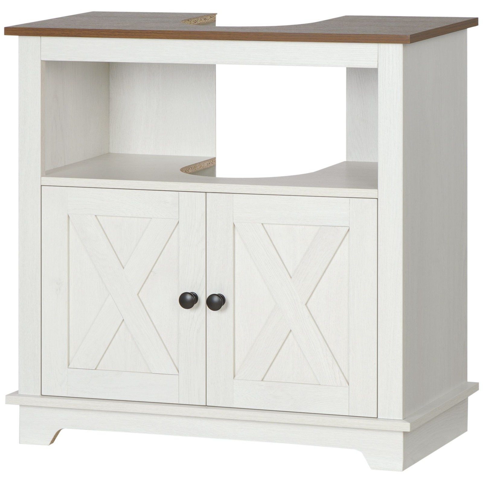 Minimalist Sink Cabinet 23.5in H with Double Door and Shelf Storage White