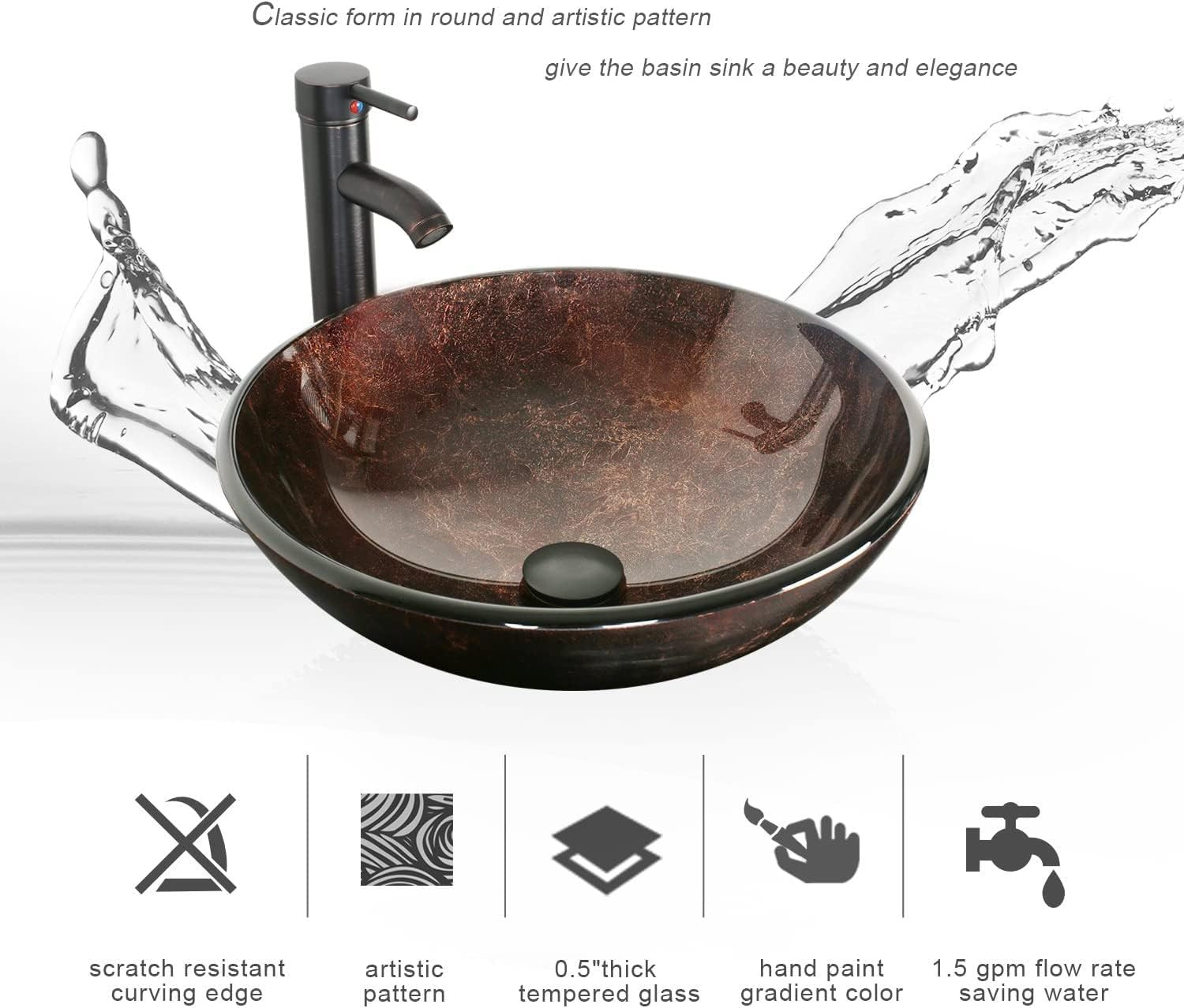 Eclife 24″ Bathroom Vanity Sink Combo Cabinet Modern Stand Pedestal Bronze round