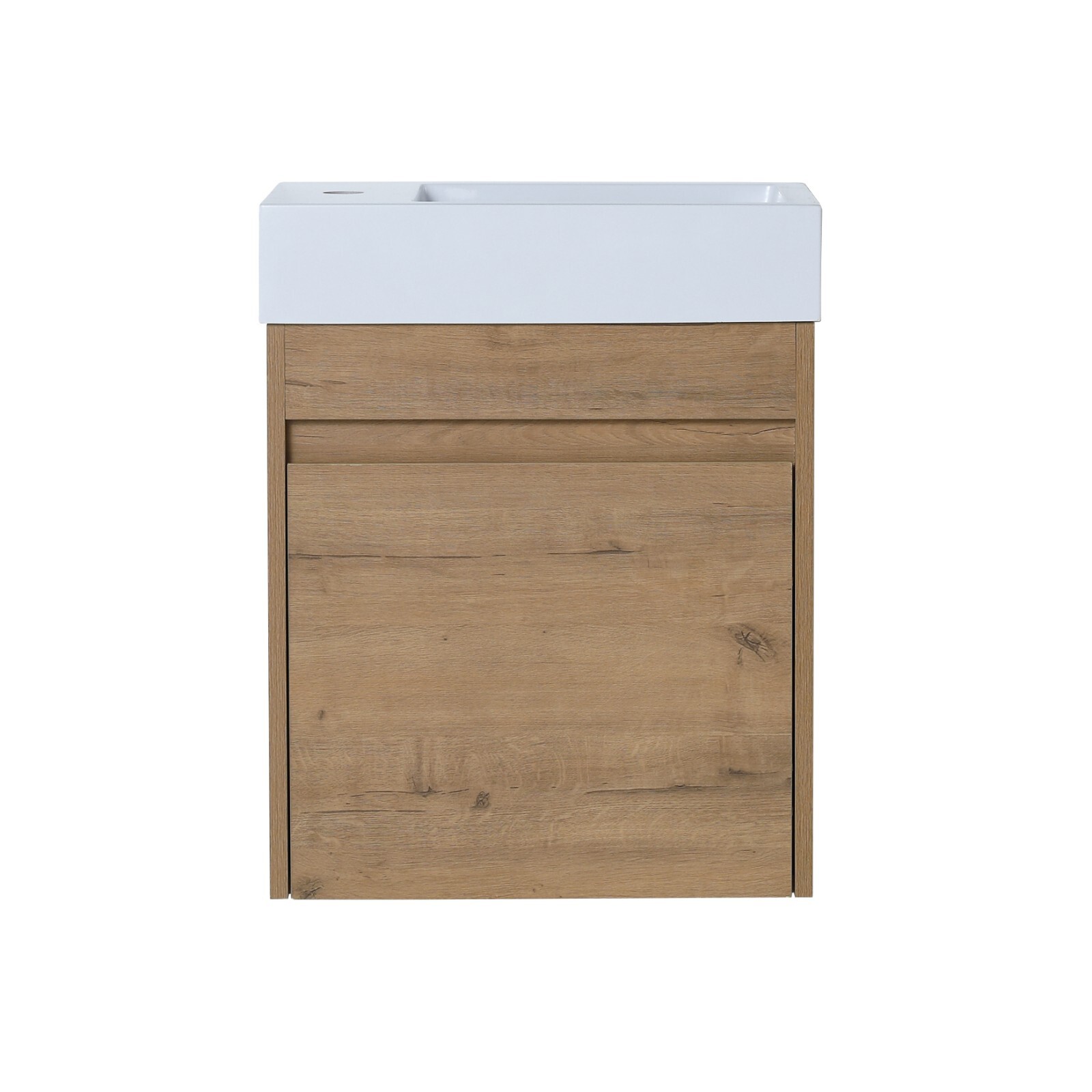 18” Floating Wall-Mounted Bathroom Vanity with White Resin Sink & Soft-Close