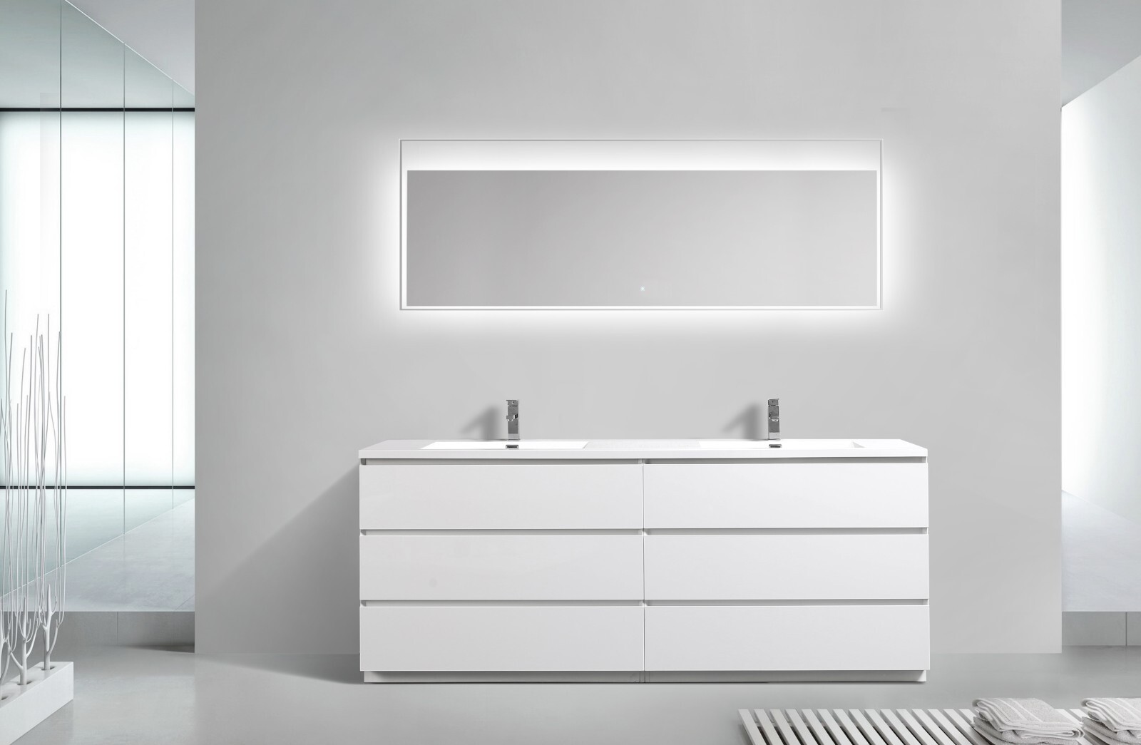 ANGELES 84″ FREESTANDING BATH VANITY WITH DOUBLE REINFORCED ACRYLIC SINKS