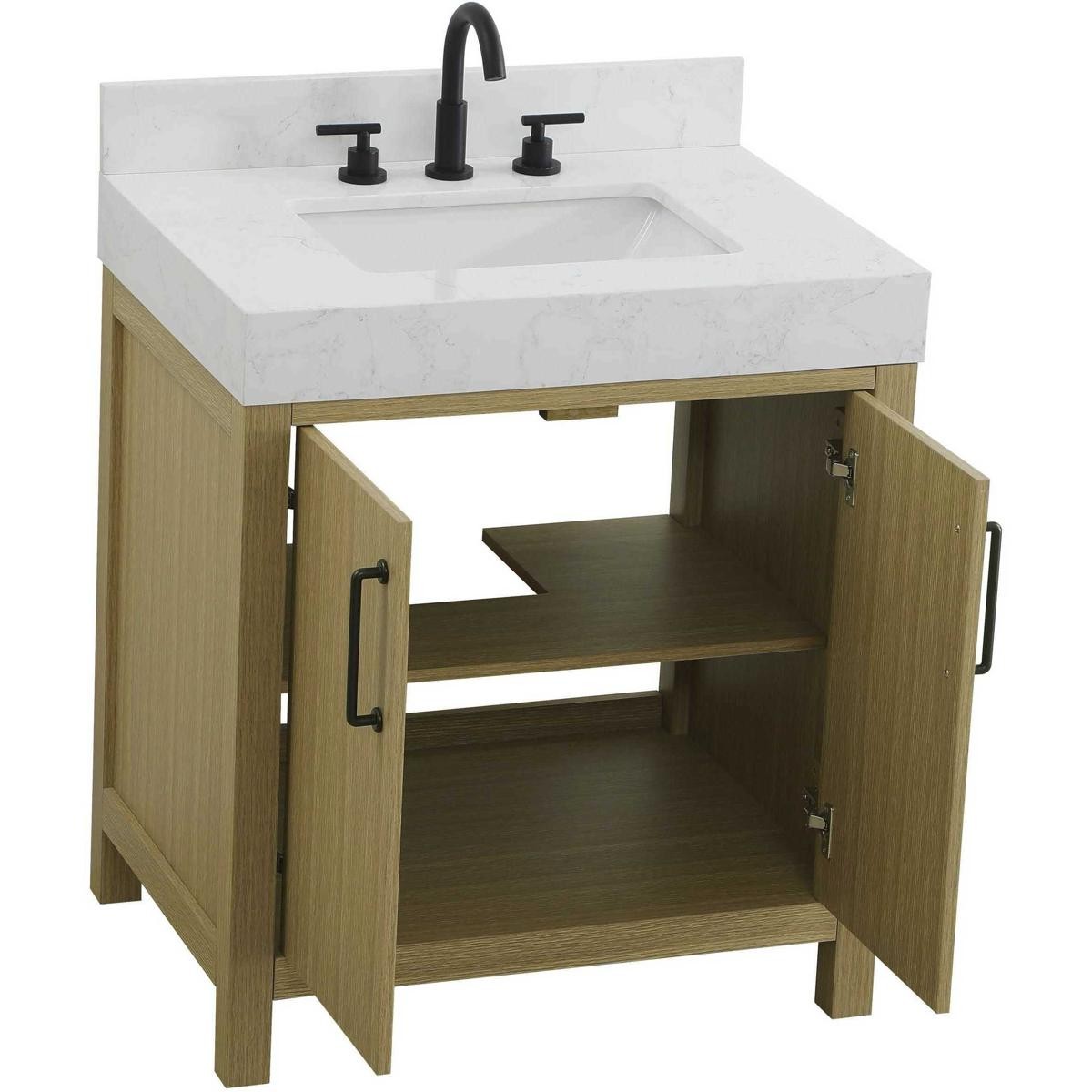 Elegant Lighting VF60630MHB-BS Nathan Vanity Honey Brown